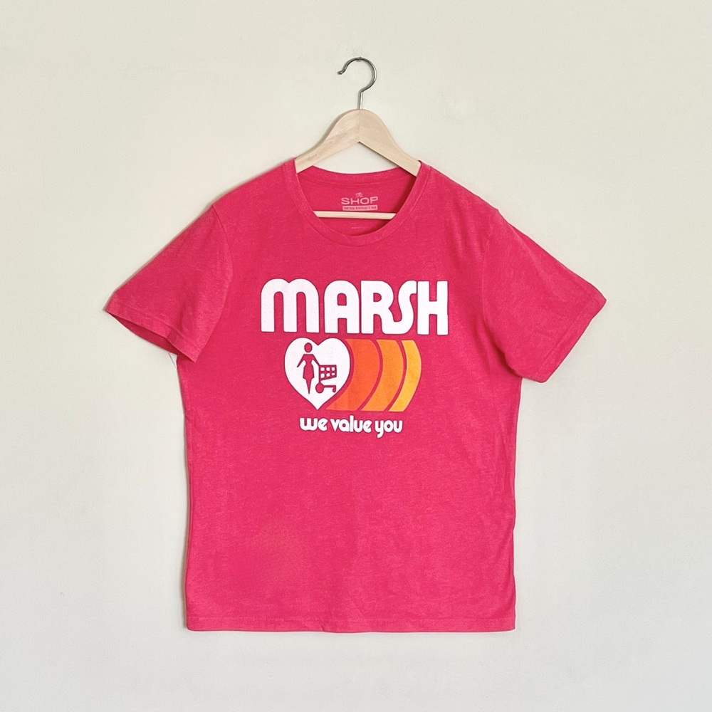 Marsh Supermarket “We Value You” Retro Red T Shirt Adult size Large